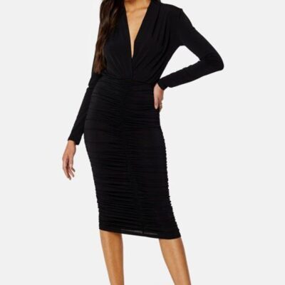 Mekot John Zack  | Deep V Rouched Midi Dress