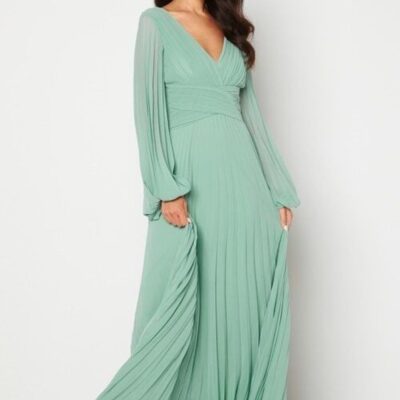 H T Goddiva Morsiusneitojen Mekot | Pleated Balloon Sleeve Maxi Dress